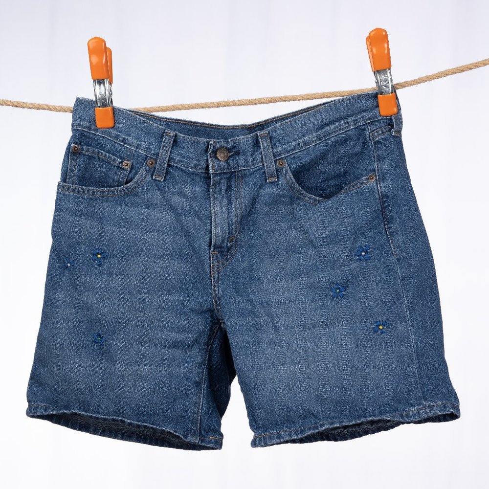 Levi's Flower Embroidered Denim Shorts